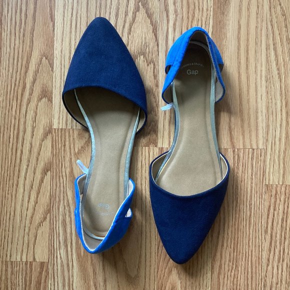 Brand New Women's GAP Two Toned Blue Suede D'orsay Flats Size 8 - Picture 2 of 9